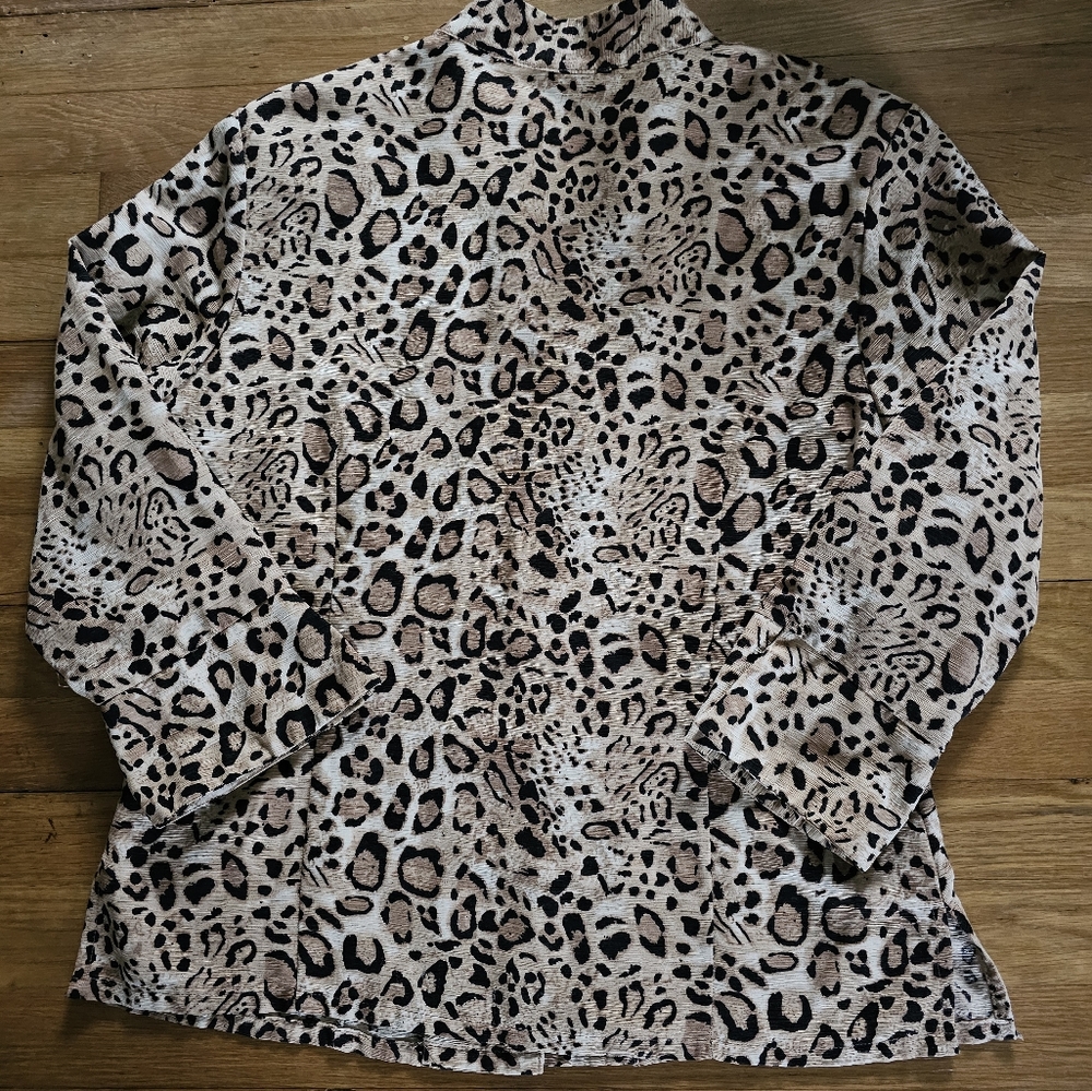 SilkLand 100% Silk Animal Print Blouse Women's Vintage Size Large - Picture 5 of 14